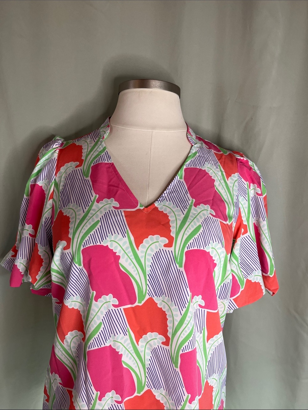 Mary Square Kira Top Puff Sleeve Botanical Print Large